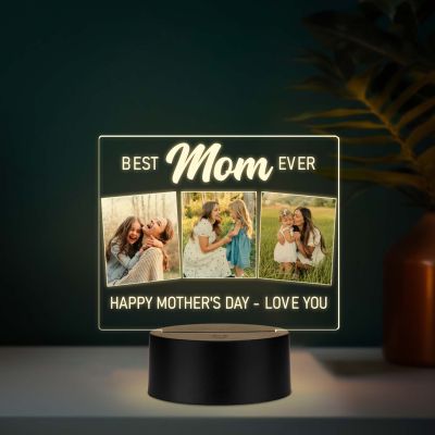 Personalized Best Mom Ever LED Night Lamp Warm White USB Gift for Mom Mother’s Day